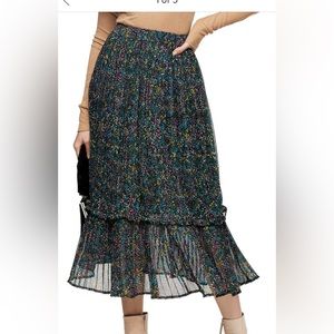 TOPSHOP Garden Floral Print Chiffon Midi Skirt